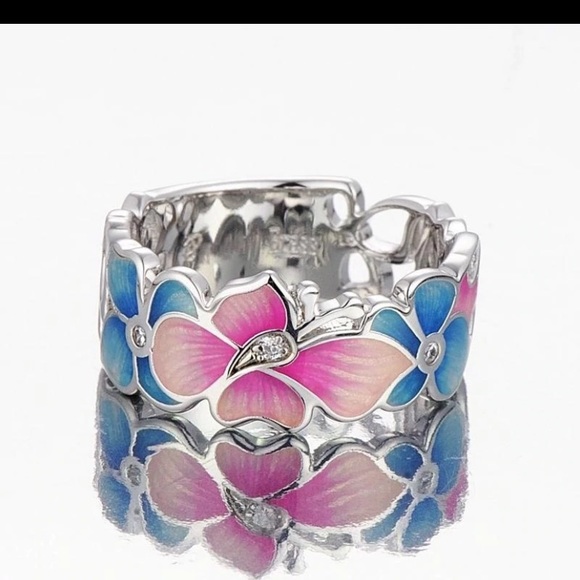 Boho Pink Butterfly Blue Flower Petal Shape - Picture 4 of 7